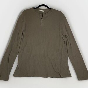 Zara Man Grey Henley Long Sleeve T-Shirt Cabincore Fishermancore Casual Comfort